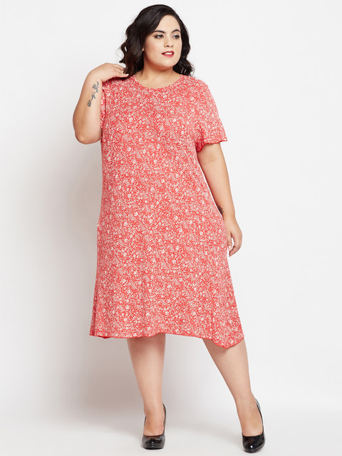

NuBella Plus Size Women Red Printed A-Line Dress
