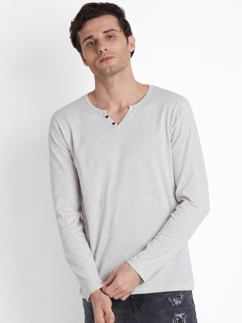 

Urban Ranger by pantaloons Men Grey Solid Henley Neck T-shirt