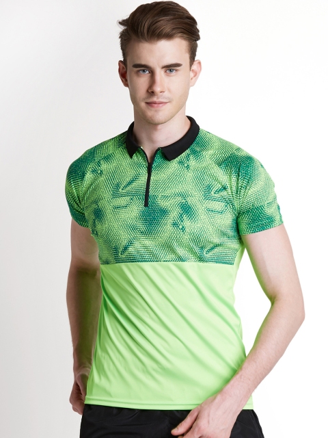 

Ajile by Pantaloons Men Green Printed Slim Fit Polo Collar T-shirt