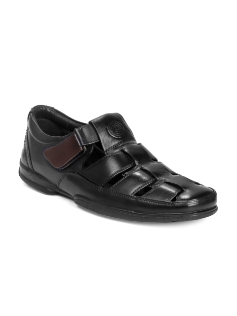 

bacca bucci Men Black Leather Shoe-Style Sandals