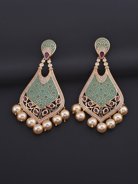 

Tistabene Green Gold-Plated Floral Drop Earrings