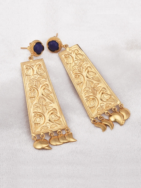 

Tistabene Gold-Toned & Blue Geometric Drop Earrings