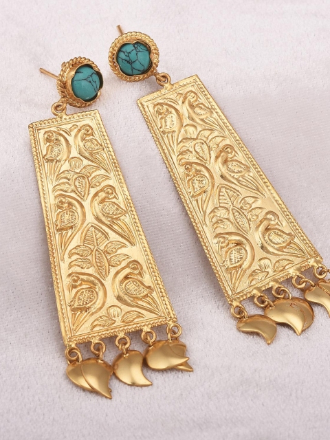 

Tistabene Turquoise Blue Gold-Plated Geometric Drop Earrings