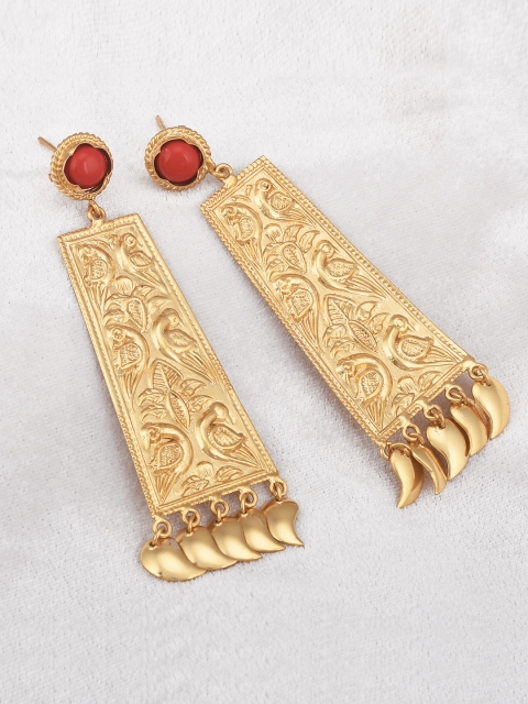 

Tistabene Red Gold-Plated Geometric Drop Earrings