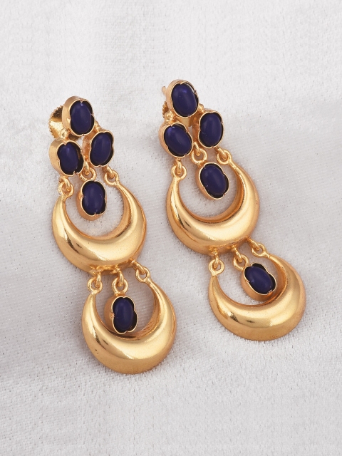 

Tistabene Gold-Plated & Blue Contemporary Drop Earrings