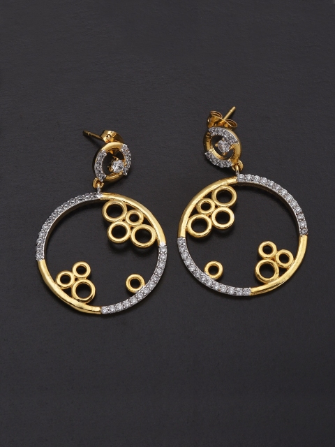 

Tistabene Gold-Toned & White Circular Drop Earrings