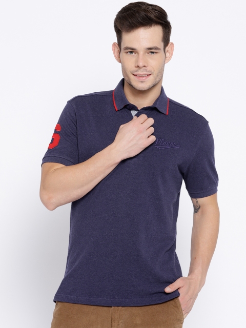 

John Players Men Purple Slim Fit Solid Polo Collar T-shirt