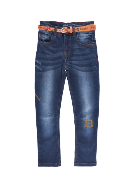 

CHALK by Pantaloons Boys Blue Tapered Fit Mid-Rise Mildly Distressed Jeans