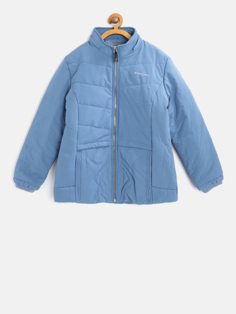 

Fort Collins Girls Blue Solid Parka Jacket with Detachable Hood