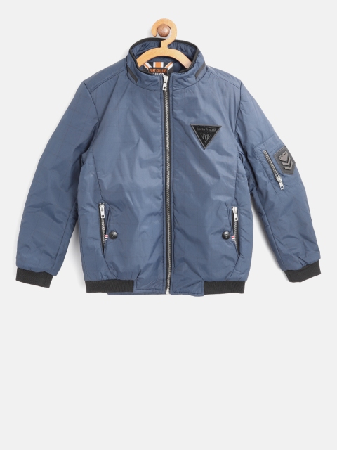 

Fort Collins Boys Navy Blue Checked Bomber Jacket