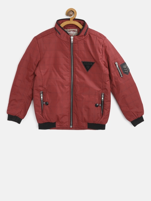 

Fort Collins Boys Maroon Checked Bomber Jacket