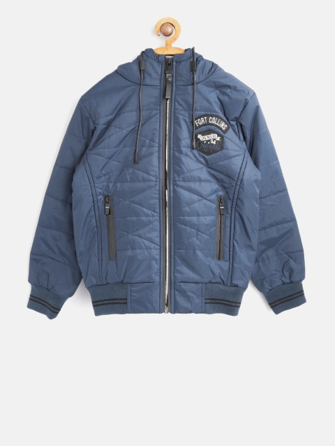 

Fort Collins Boys Blue Checked Bomber Jacket, Navy blue