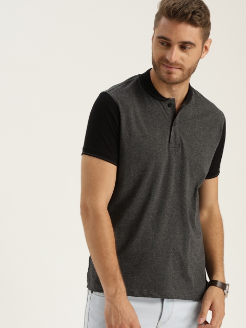 

Sztori Plus Size Men Charcoal Grey Solid Polo Collar T-shirt