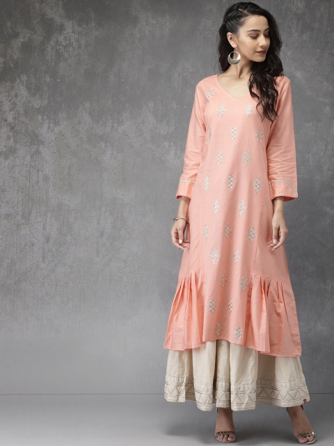 

Anouk Women Pink Woven Design A-Line Kurta
