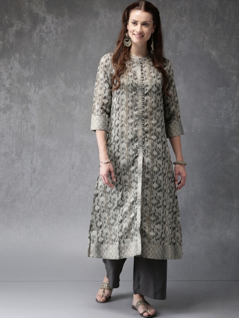 

Anouk Women Grey Self-Design Kurta with Palazzos