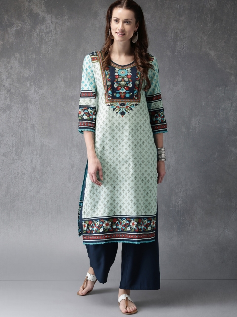 

Anouk Women Blue Printed Kurta with Palazzos
