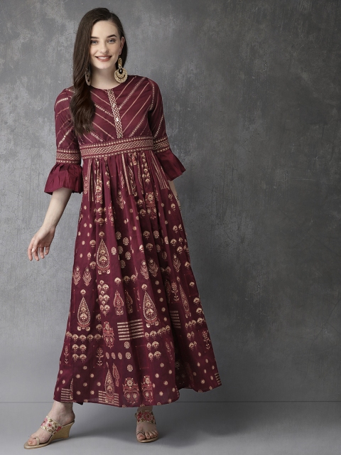 

Anouk Women Burgundy Printed Anarkali Kurta