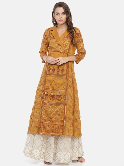 

Anouk Women Mustard Yellow Printed A-Line Kurta