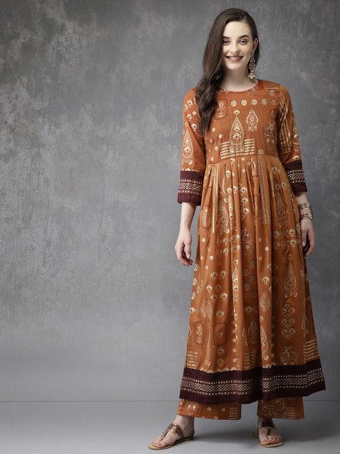 

Anouk Women Rust Printed Anarkali Kurta