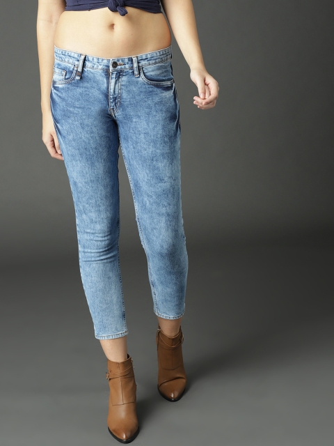 

Roadster Women Blue Skinny Fit Mid-Rise Clean Look Stretchable Cropped Jeans