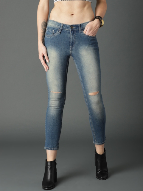 

Roadster Women Blue Skinny Fit Mid-Rise Slash Knee Stretchable Jeans