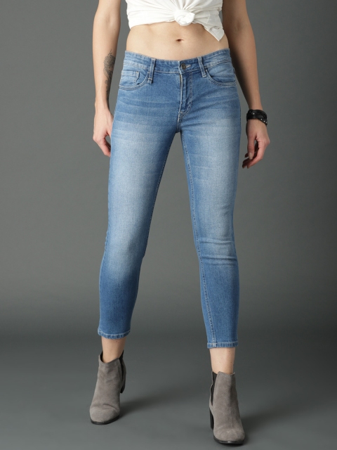 

Roadster Women Blue Skinny Fit Mid-Rise Clean Look Stretchable Cropped Jeans