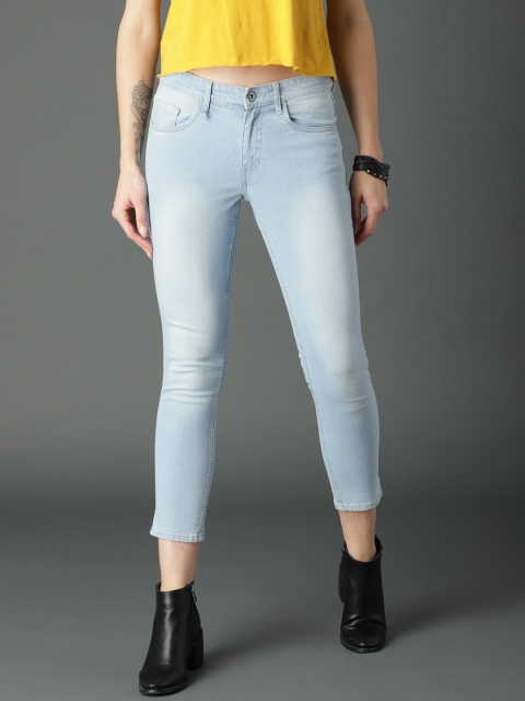 

Roadster Women Blue Skinny Fit Mid-Rise Clean Look Stretchable Cropped Jeans