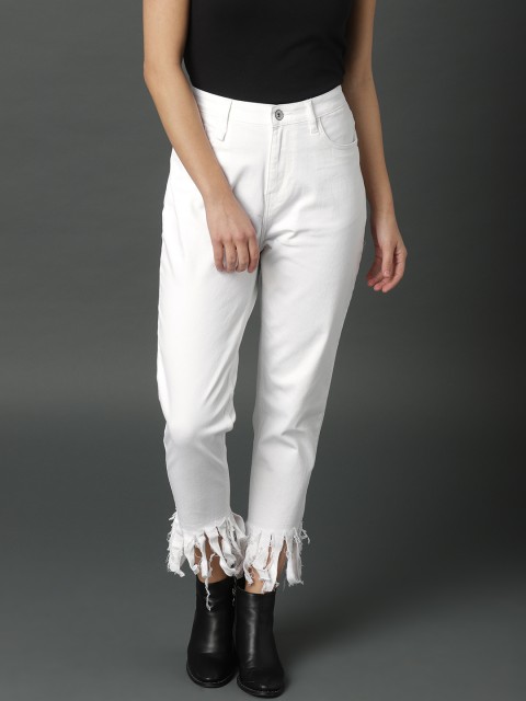 

Roadster Women White Boyfriend Fit Mid-Rise Clean Look Stretchable Jeans