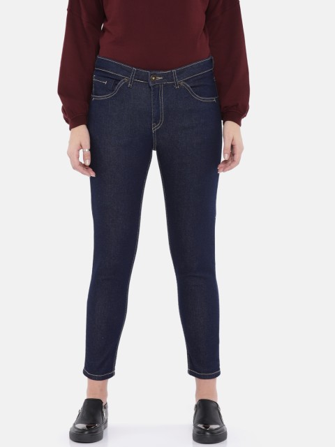 

Roadster Women Blue Skinny Fit Mid-Rise Clean Look STYLED POCKET DENIM Cropped Jeans