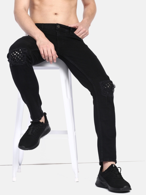 

Kook N Keech Men Black Slim Tapered Fit Mid-Rise Mildly Distressed Stretchable Jeans