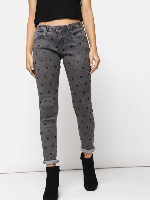 

Kook N Keech Disney Women Grey Skinny Fit Mid-Rise Clean Look Stretchable Printed Jeans