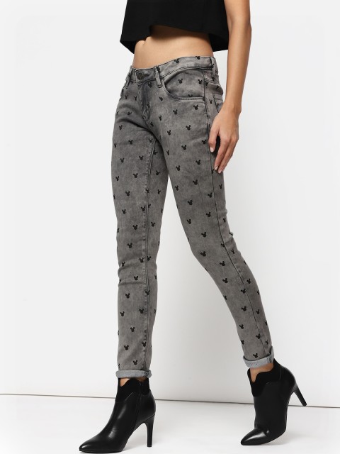 

Kook N Keech Disney Women Grey Skinny Fit Mid-Rise Clean Look Stretchable Printed Jeans