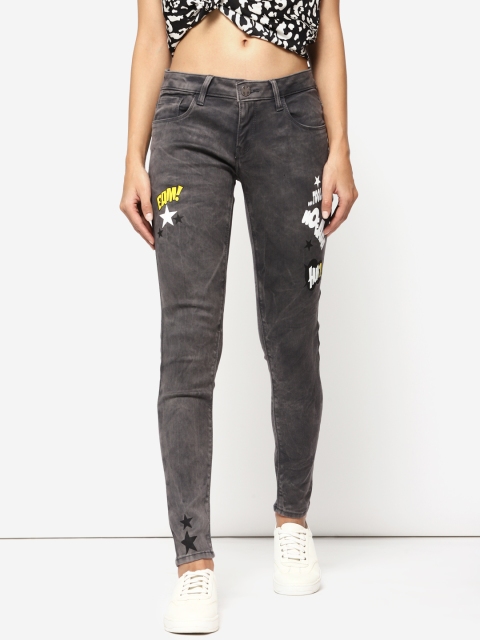 

Kook N Keech Women Grey Skinny Fit Mid-Rise Clean Look Stretchable Printed Jeans