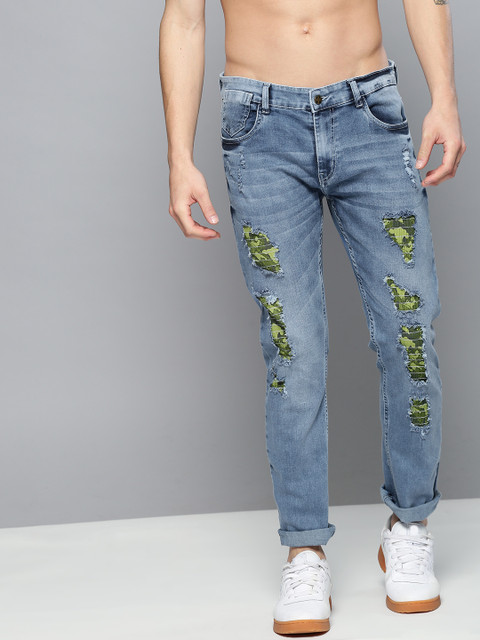 

Kook N Keech Men Blue Regular Fit Mid-Rise Highly Distressed Stretchable Jeans