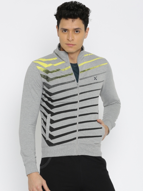 

HRX by Hrithik Roshan Grey Melange & Black Striped Active Sweatshirt