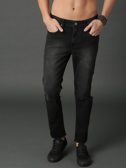 

Roadster Men Black Skinny Fit Mid-Rise Slash Knee Stretchable Jeans