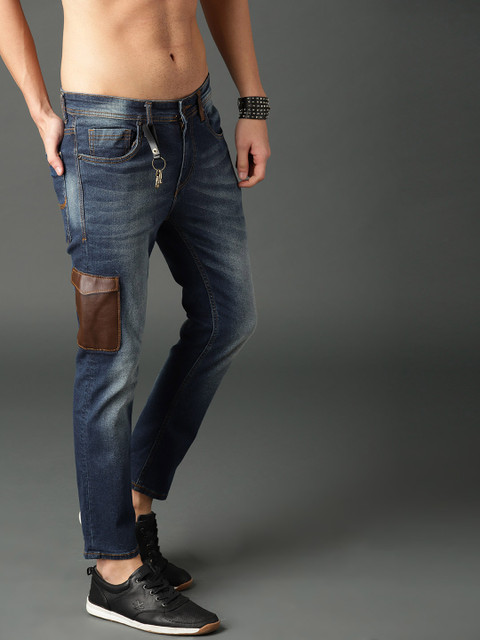 

Roadster Men Blue Skinny Fit Mid-Rise Clean Look Cropped Stretchable Jeans