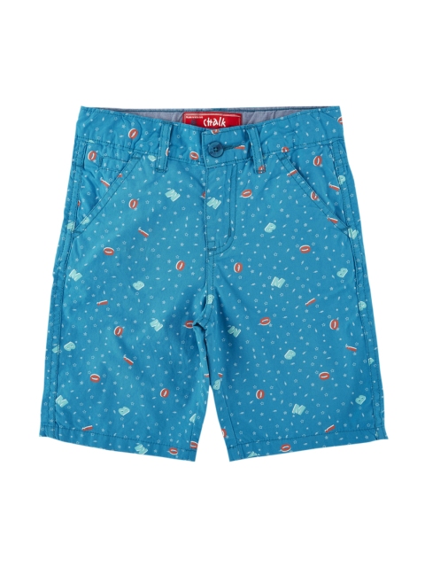 

CHALK by Pantaloons Boys Blue Printed Regular Fit Chino Shorts