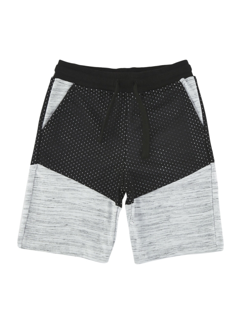 

CHALK by Pantaloons Boys Black & Grey Melange Printed Regular Fit Regular Shorts