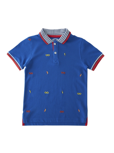 

CHALK by Pantaloons Boys Blue Embroidered Polo Collar T-shirt