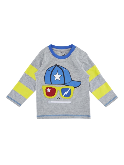 

Chirpie Pie by Pantaloons Boys Grey Melange & Blue Printed Round Neck T-shirt