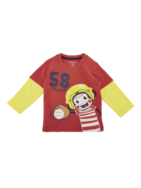 

Chirpie Pie by Pantaloons Boys Red Printed Round Neck T-shirt