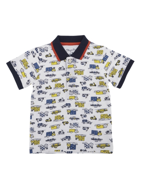 

Chirpie Pie by Pantaloons Boys White Printed Polo Collar T-shirt