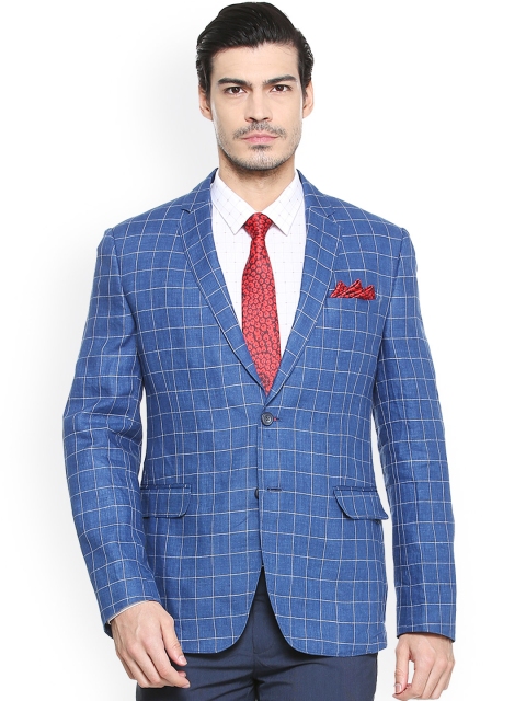

Van Heusen Sport Men Blue Checked Slim Fit Casual Blazer