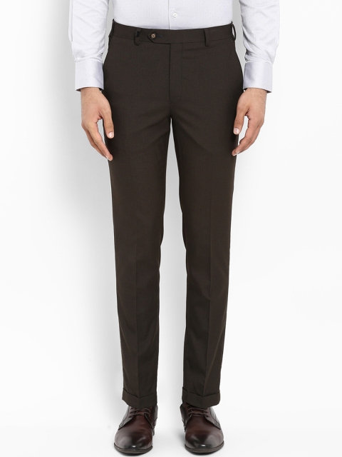 

Park Avenue Men Brown Regular Fit Self Design Formal Trousers