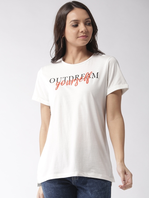 

Mast & Harbour Women White Printed Round Neck T-shirt