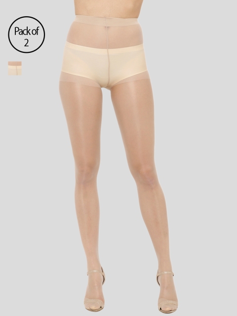 

Pink Flamingo Pack of 2 Beige Sheer Pantyhose Stretchable Stockings