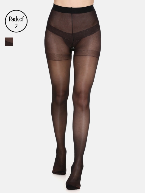 

Pink Flamingo Pack of 2 Black Sheer Pantyhose Stretchable Stockings