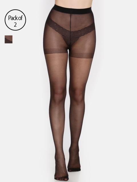 

Pink Flamingo Pack of 2 Black Sheer Pantyhose Stretchable Stockings