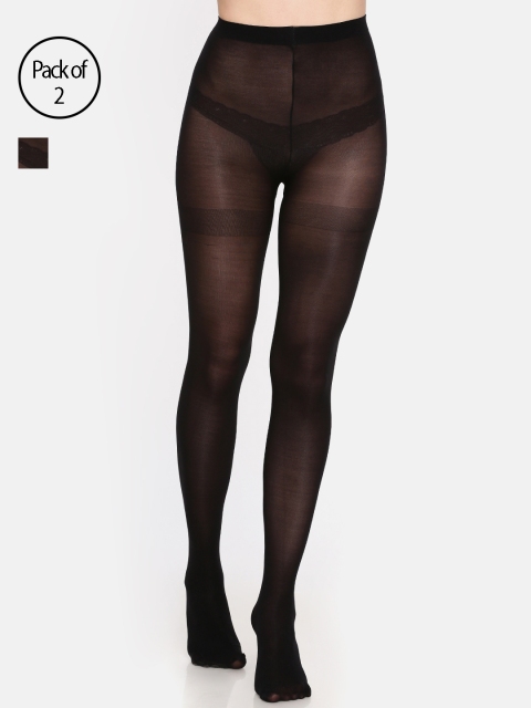 

Pink Flamingo Pack of 2 Black Sheer Pantyhose Stretchable Stockings